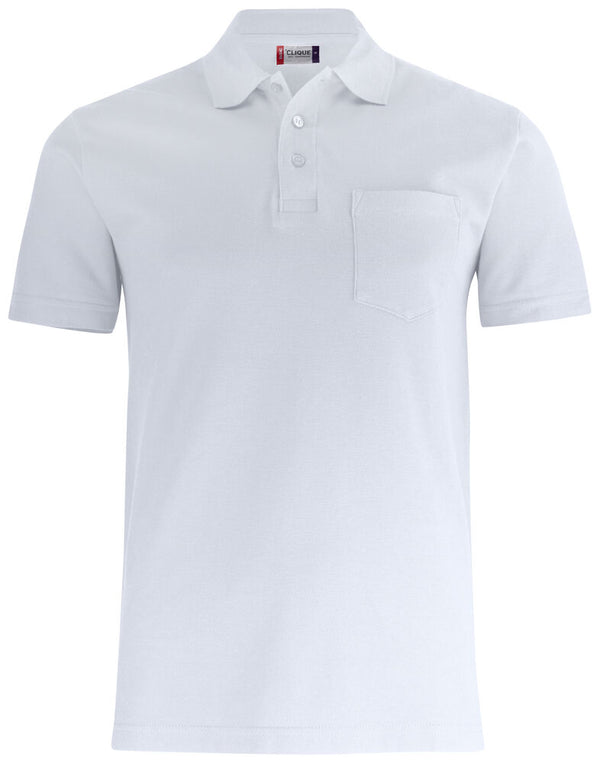 Clique Basic Polo w. Pocket - Wit