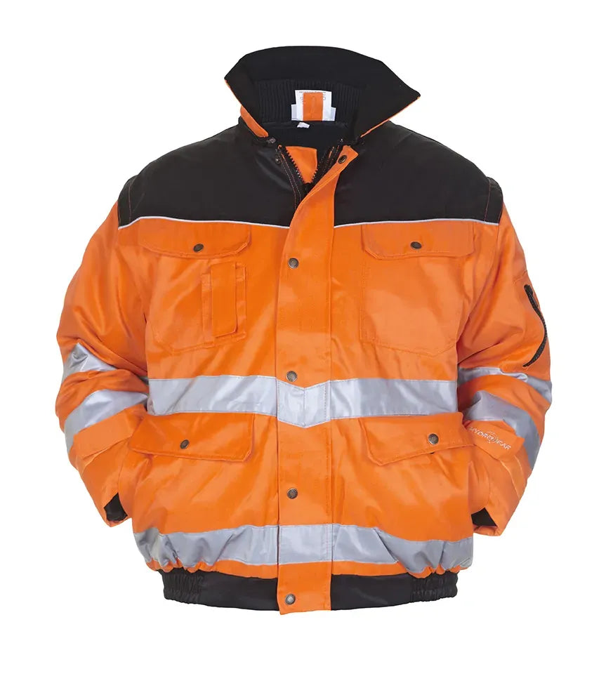 EN 20471 Pilotjack Halifax, fluor oranje - zwart