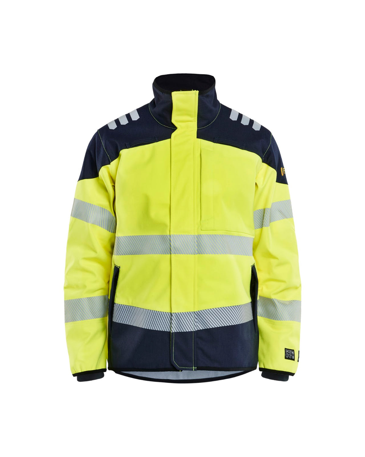 4948 APC 2 Multinorm softshell jack - High Vis Geel/Marineblauw