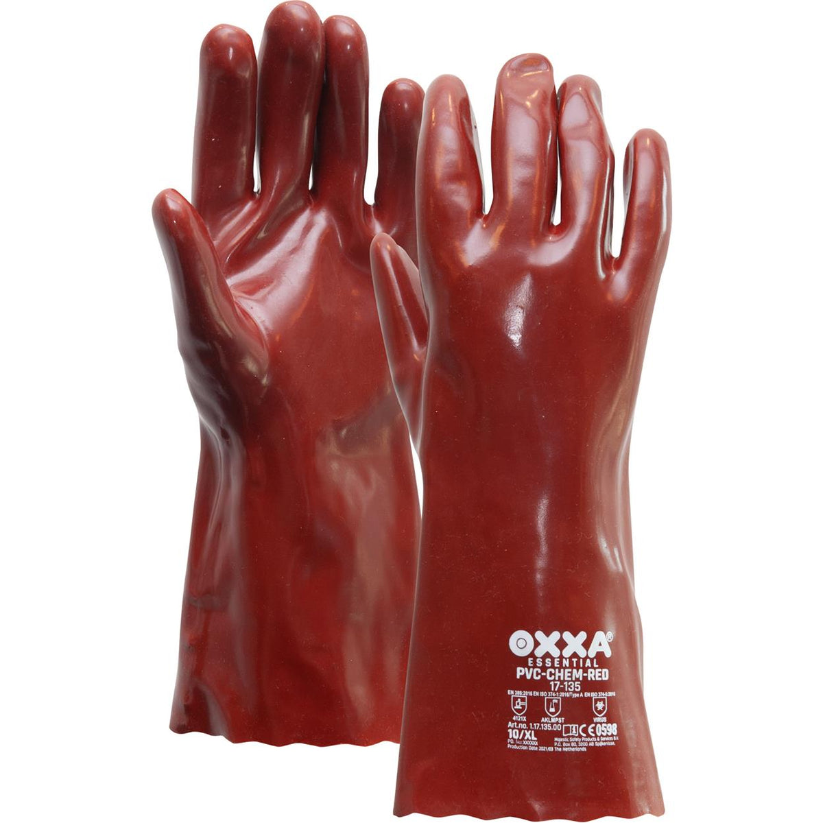 PVC-Chem Red 17-135 handschoen - rood