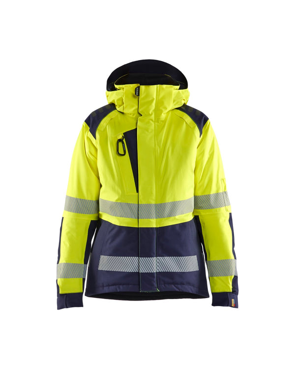 4456 Dames Winterjas High Vis - High Vis Geel/Marineblauw