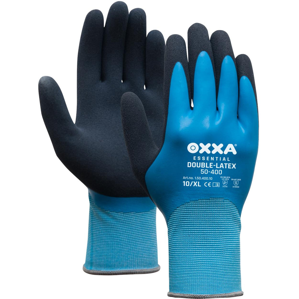 Double-Latex 50-400 handschoen - zwart/blauw