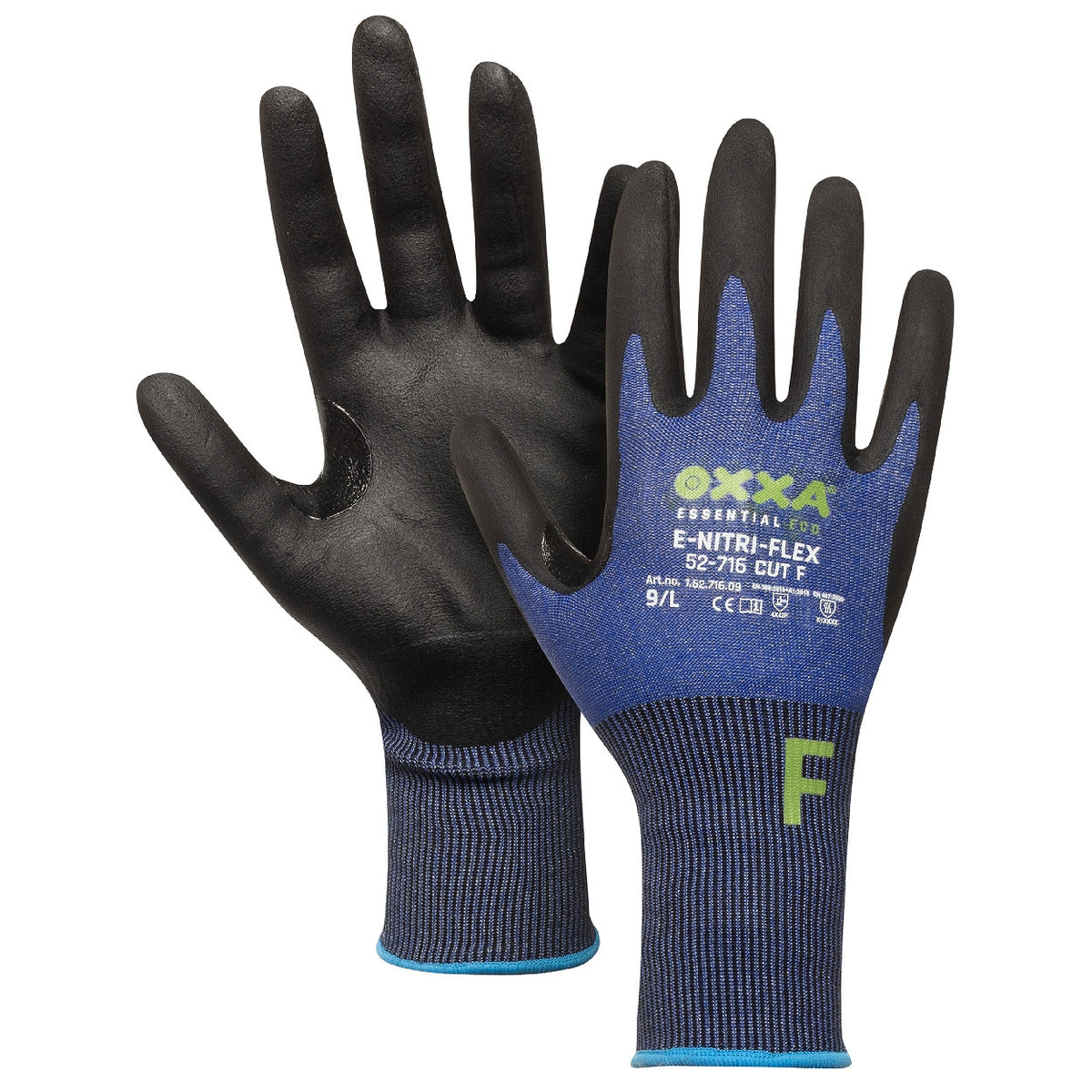 E-Nitri-Flex Cut F 52-716 handschoen - zwart/blauw