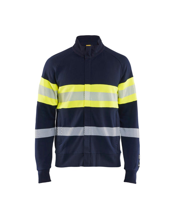 3462 Multinorm Sweatshirt met rits Inherent - Marine/High Vis Geel