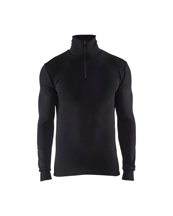 4891 Onderhemd met halve rits WARM - Zwart