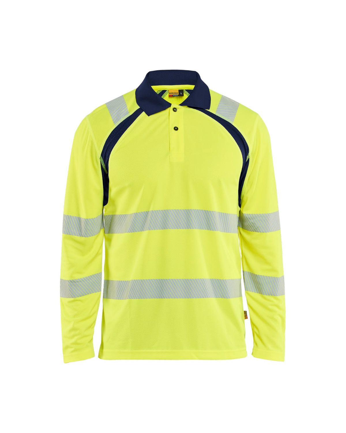 3598 UV-Poloshirt lange mouwen High Vis - High Vis Geel/Marineblauw