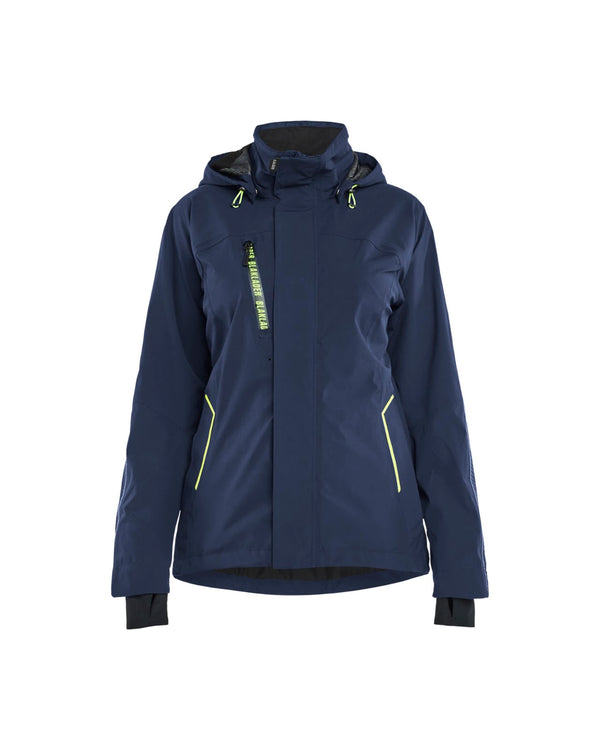 4403 Dames Shell Jack Stretch - Donker marineblauw/High Vis Geel