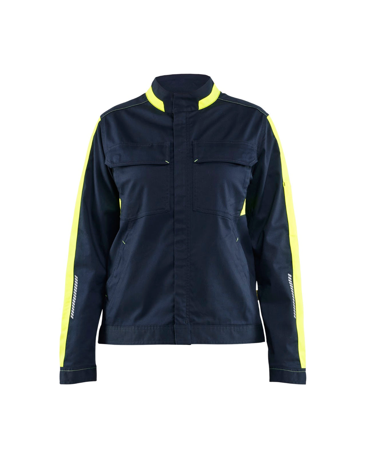 4443 Dames Industrie jack stretch - Donker marineblauw/High Vis Geel