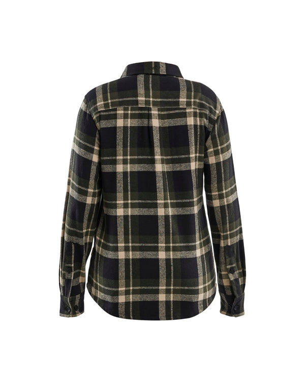 3218 Dames Overhemd Flanel - Donker herfstgroen/Zwart