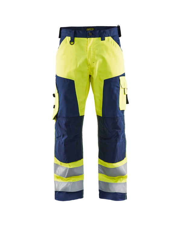 1566 High Vis Werkbroek - High Vis Geel/Marineblauw