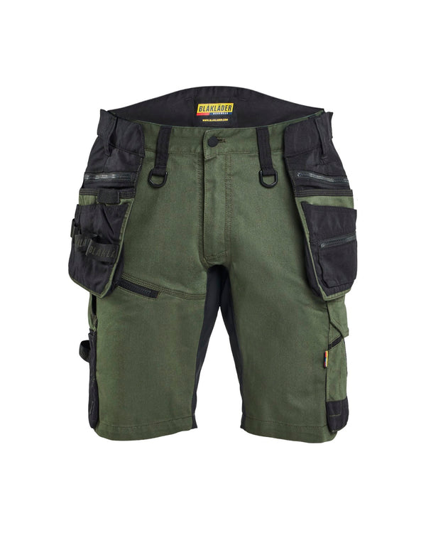 1972 STRIKER Short met stretch en afneembare gereedschapszakken - Donker herfstgroen/Zwart