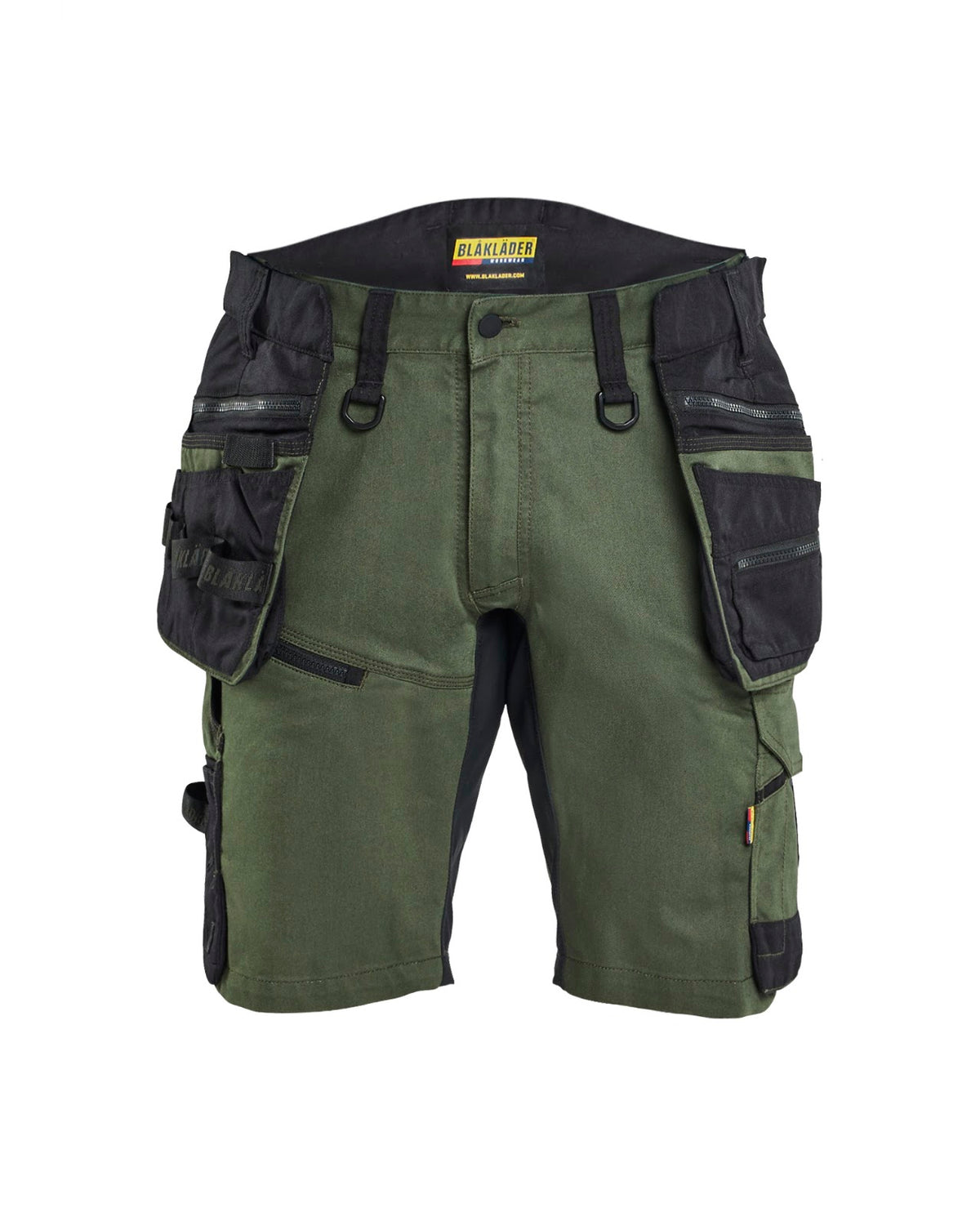 1972 STRIKER Short met stretch en afneembare gereedschapszakken - Donker herfstgroen/Zwart