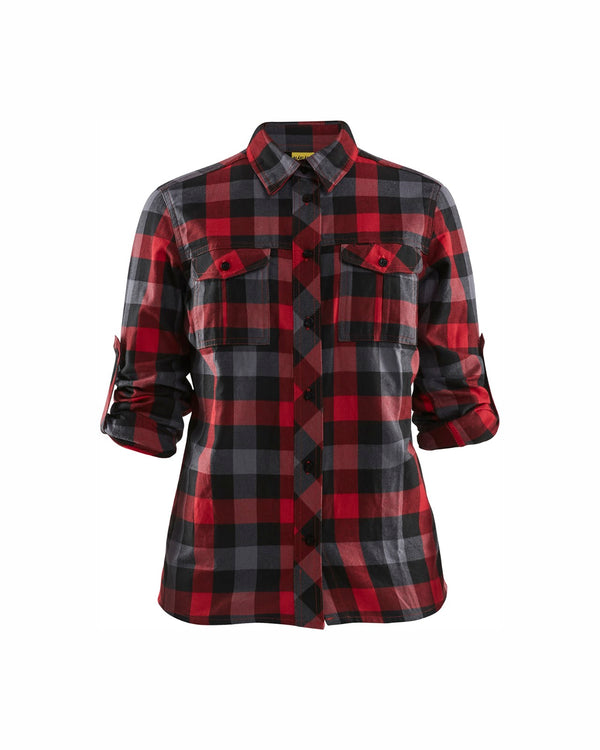 3209 Dames overhemd flanel - Rood/Zwart