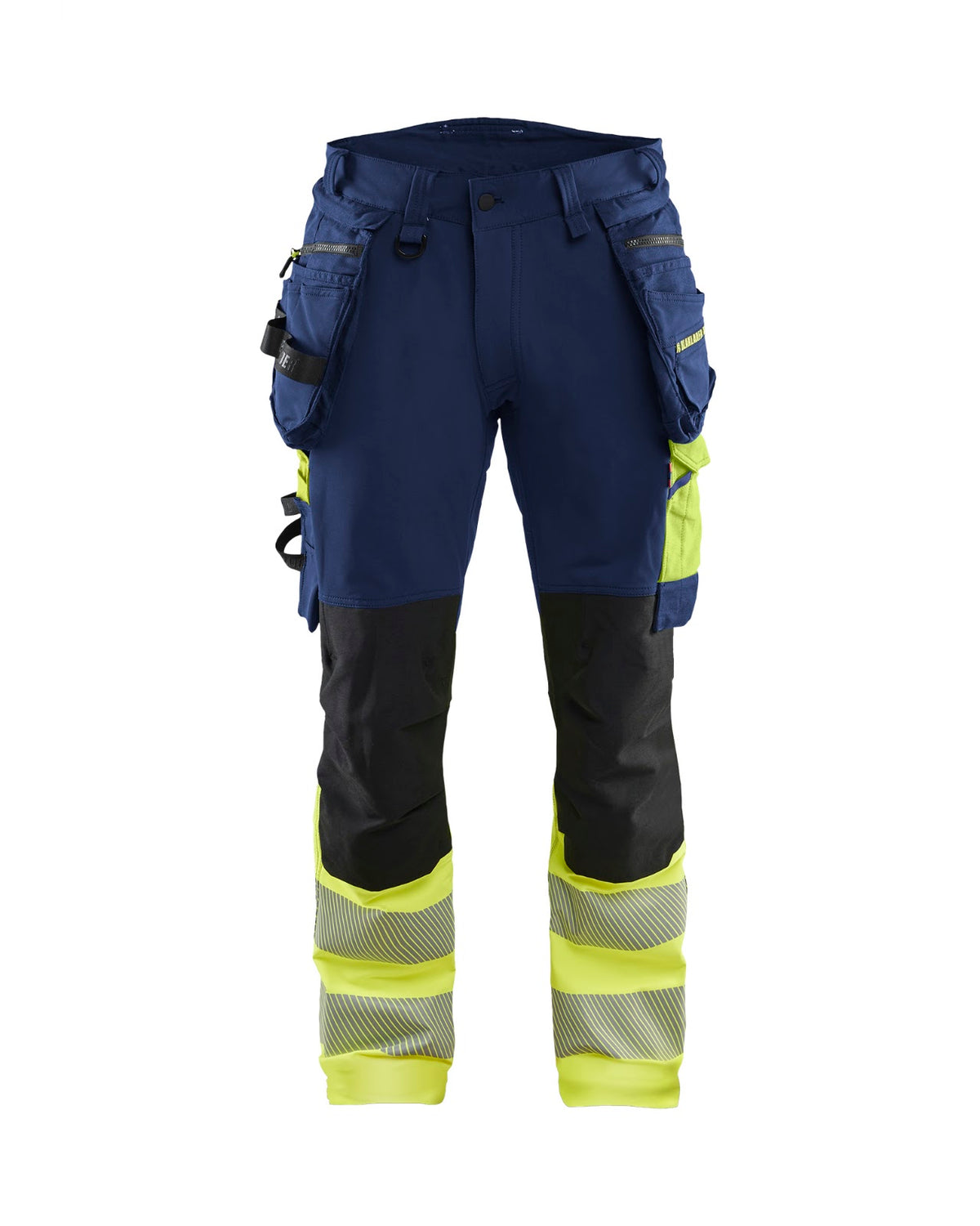 1125 High Vis werkbroek 4-weg stretch met afneembare gereedschapszakken - Marine/High Vis Geel