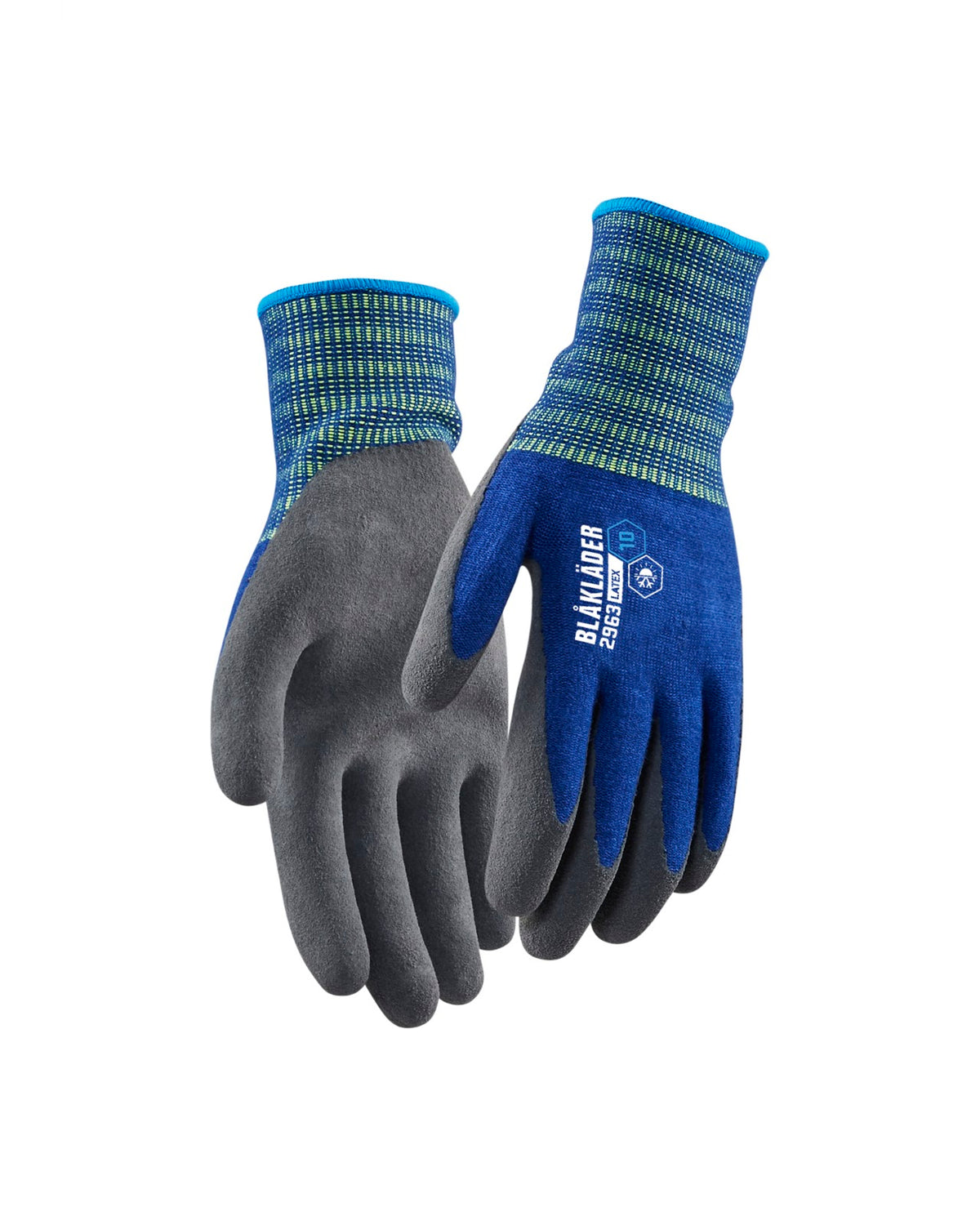 2963 Werkhandschoenen latex-gedipt gevoerd - Korenblauw