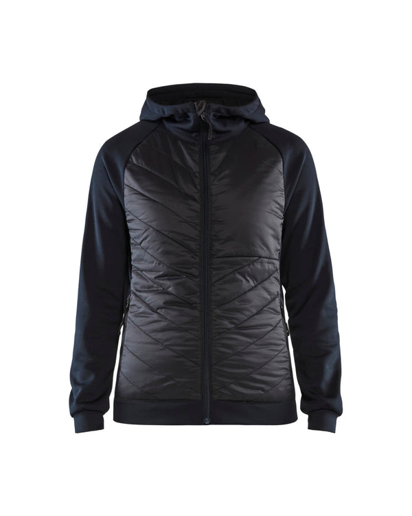 3464 Dames Hooded Hybride sweatshirt met rits - Donker marineblauw/Zwart