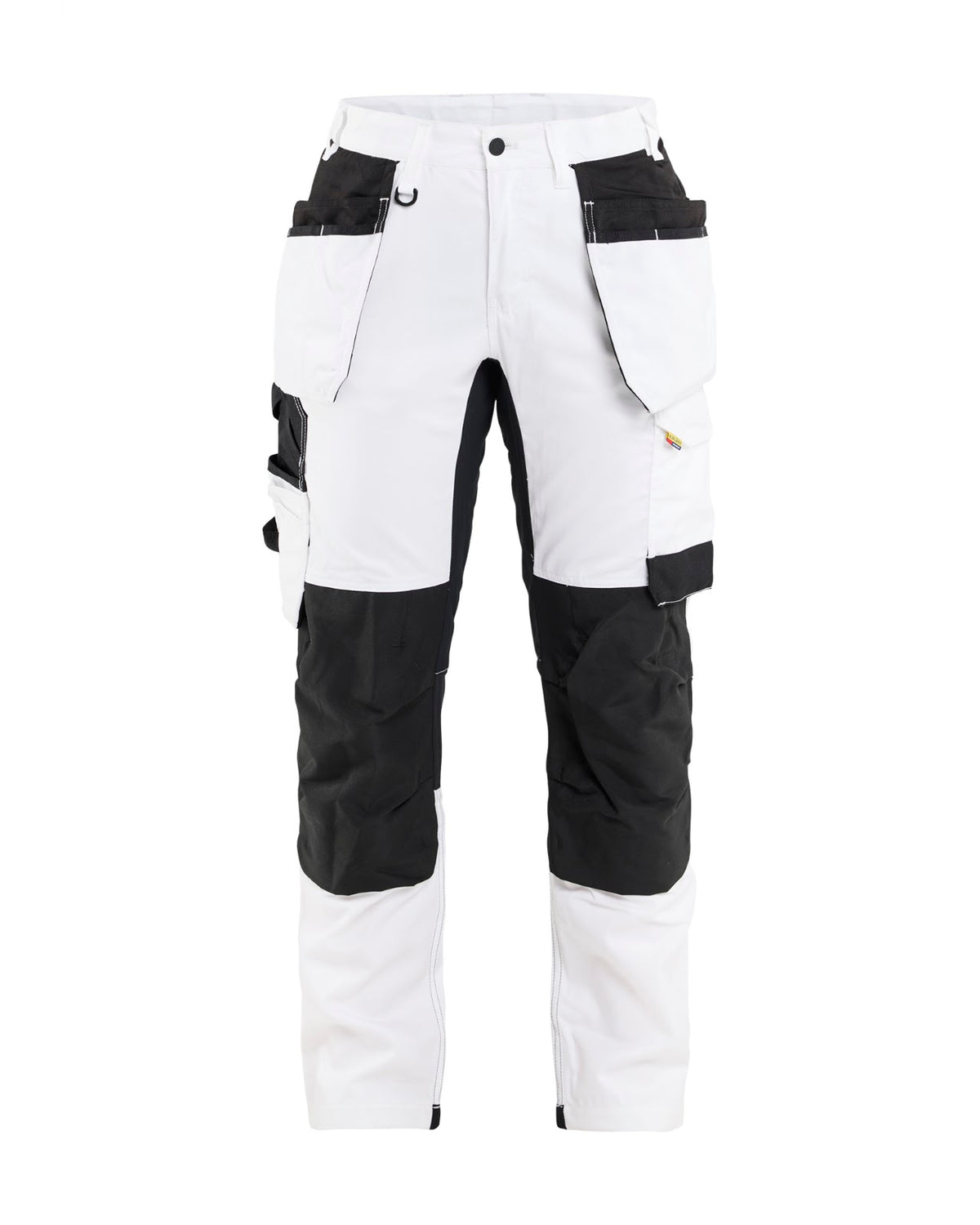 7232 Dames schildersbroek met stretch en gereedschapszakken - Wit/zwart