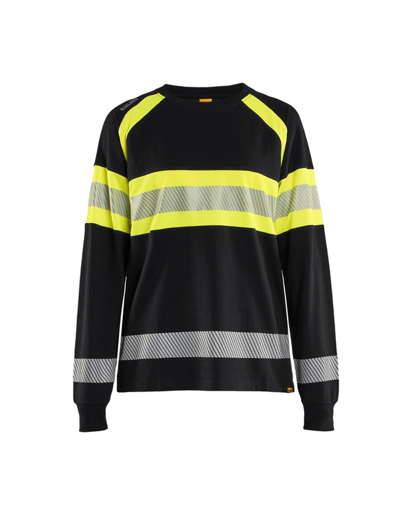 3610 Dames T-shirt lange mouwen High Vis - Zwart/High Vis Geel
