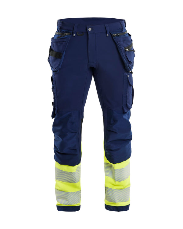 1993 High Vis werkbroek 4-weg-stretch met gereedschapszakken - Marine/High Vis Geel