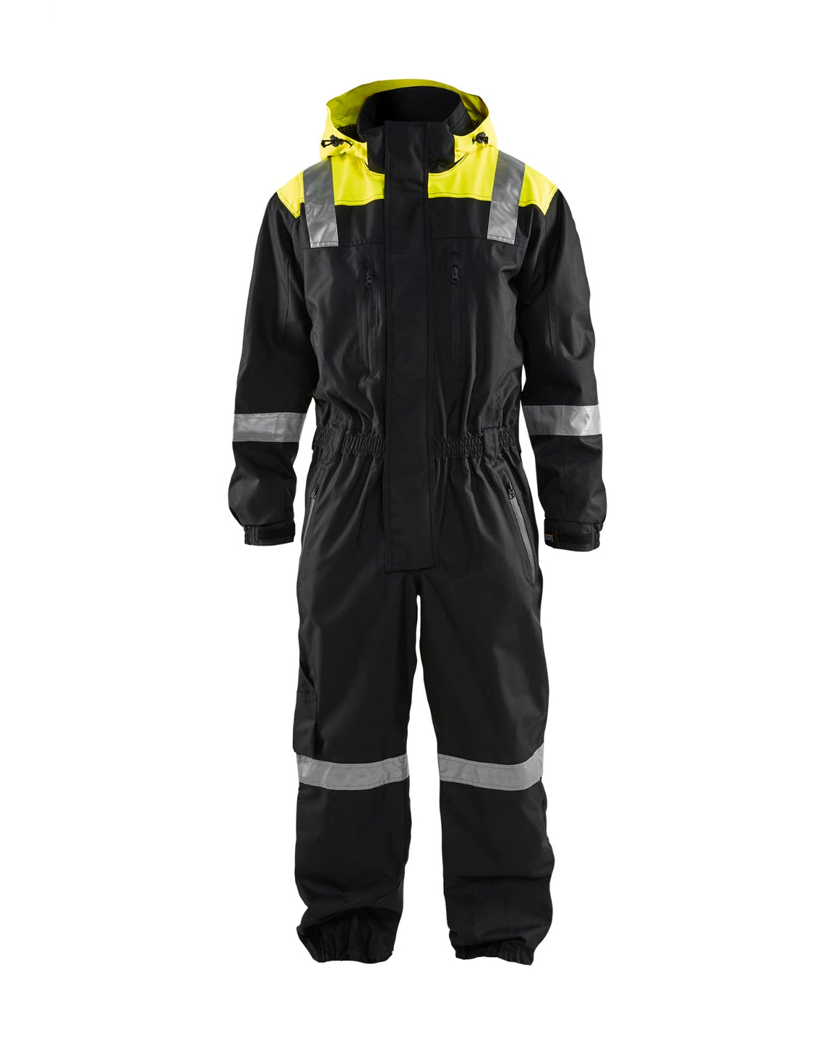 6786 Shell overall afneembare capuchon - Zwart/High Vis Geel