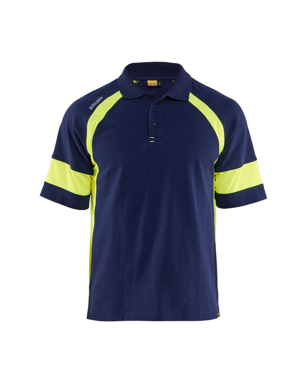 3528 Poloshirt visible - Marine/High Vis Geel