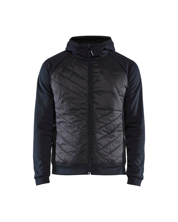3463 Hooded Hybride sweatshirt met rits - Donker marineblauw/Zwart