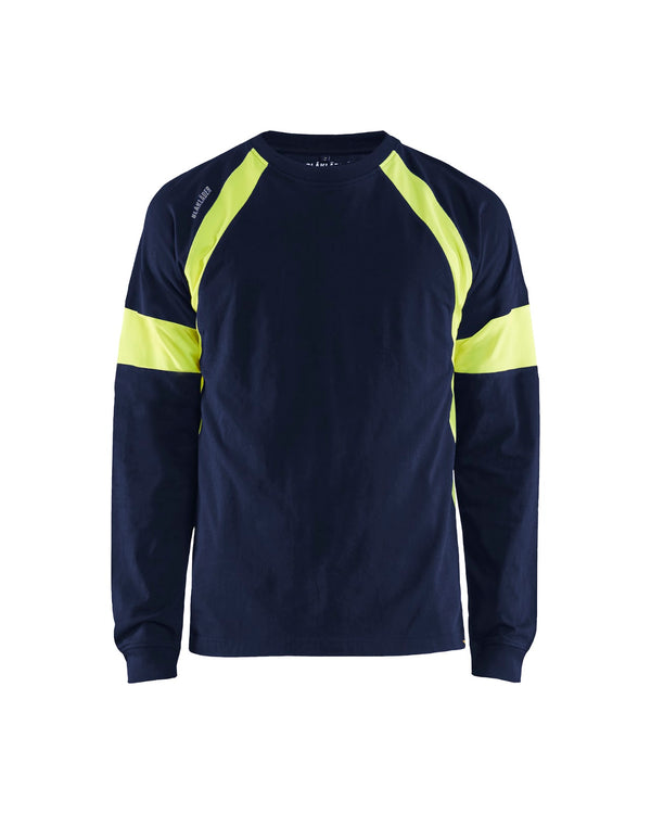 3520 T-shirt lange mouwen visible - Marine/High Vis Geel