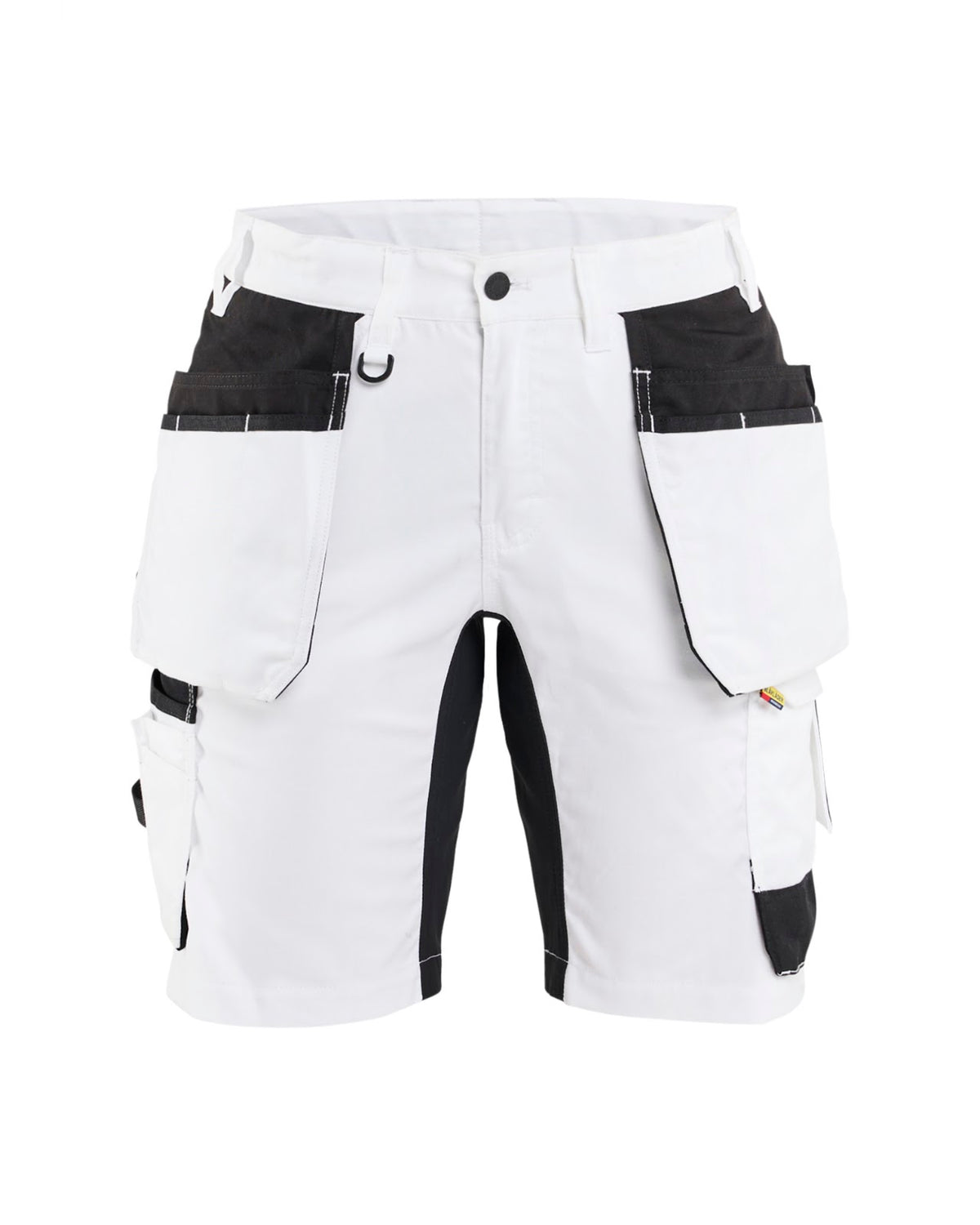 7233 Dames schildersshort met stretch en gereedschapszakken - Wit/zwart