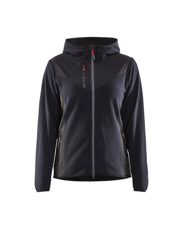 5941 Dames Gebreid jack met softshell - Donker marineblauw/Zwart