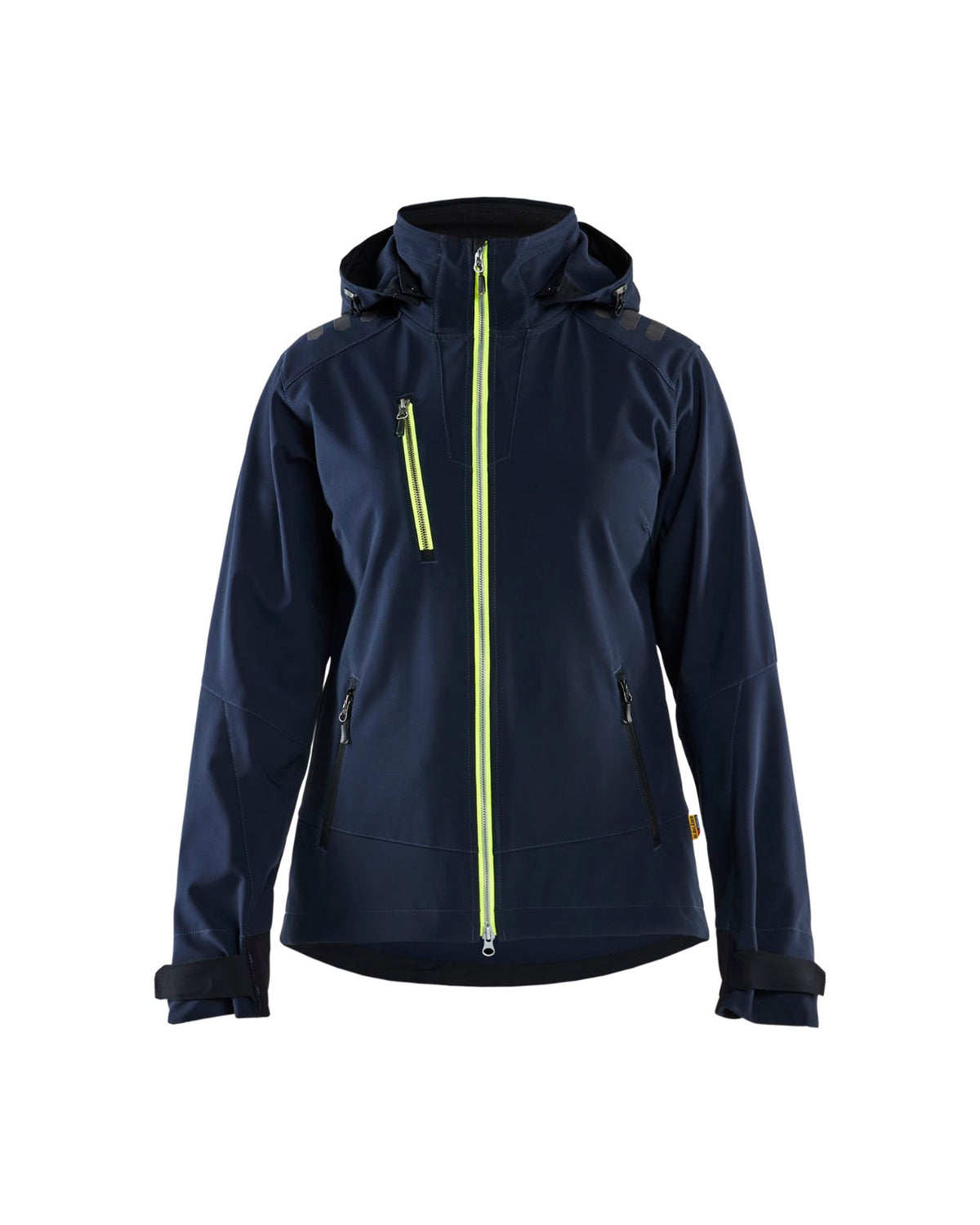 4719 Dames softshell jack - Donker marineblauw/High Vis Geel