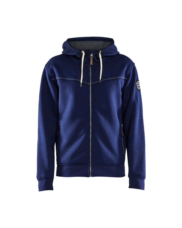4933 Hooded sweatshirt met rits gevoerd - Marineblauw