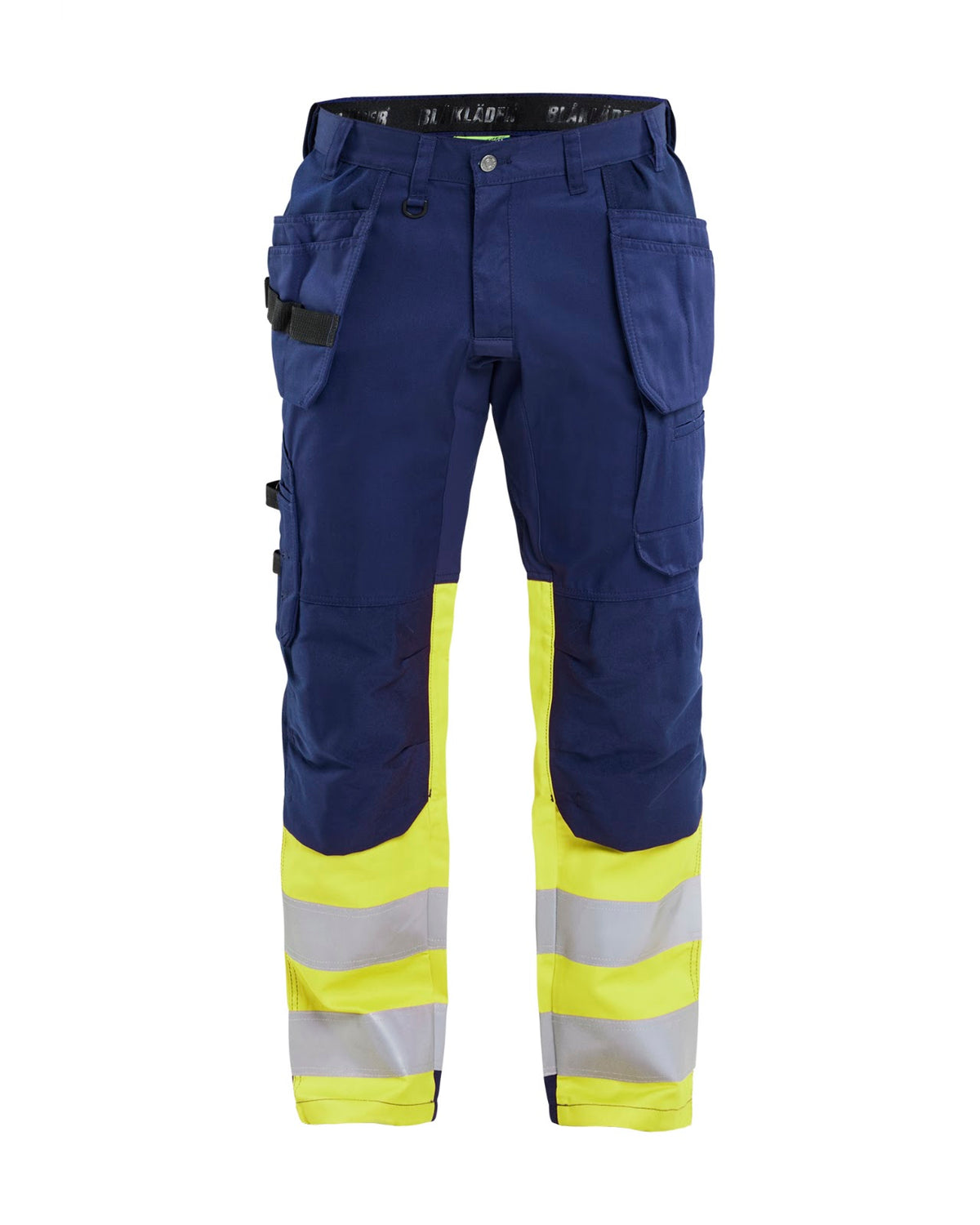 1558 High Vis werkbroek met stretch en gereedschapzakken - Marine/High Vis Geel
