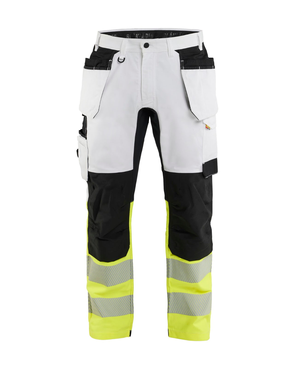 1775 High Vis Schildersbroek met gereedschapszakken - Wit/High Vis Geel
