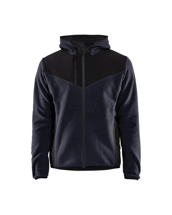 5940 Gebreid jack met softshell - Donker marineblauw/Zwart