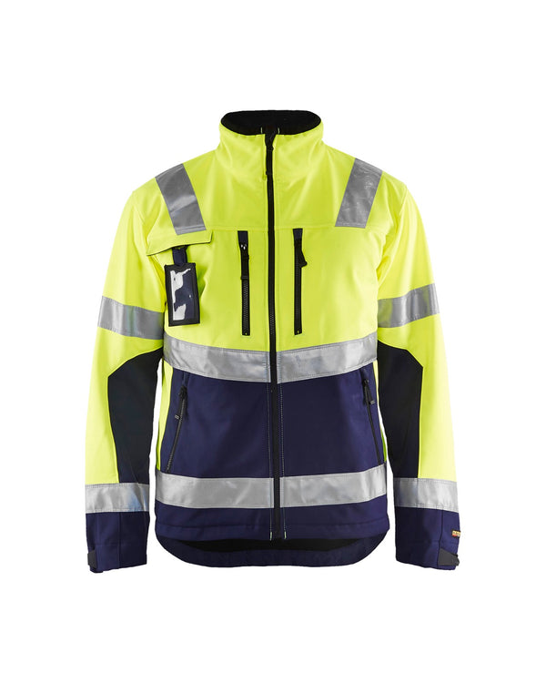 4900 Softshell jack High Vis - High Vis Geel/Marineblauw