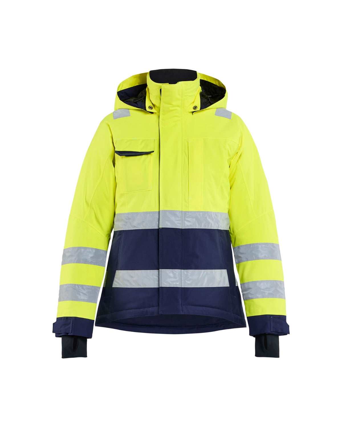4872 Dames Winterjas High Vis - High Vis Geel/Marineblauw