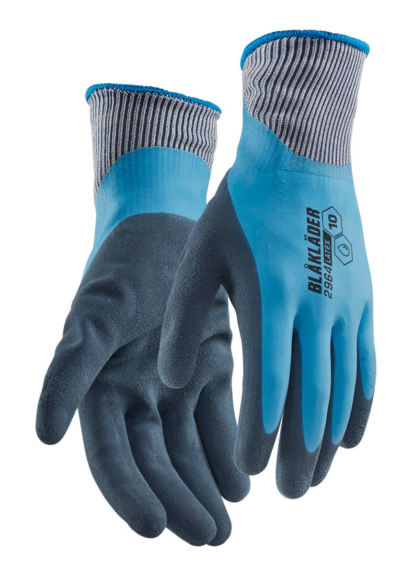 2964 Werkhandschoenen latex-gedipt waterdicht - Oceaanblauw