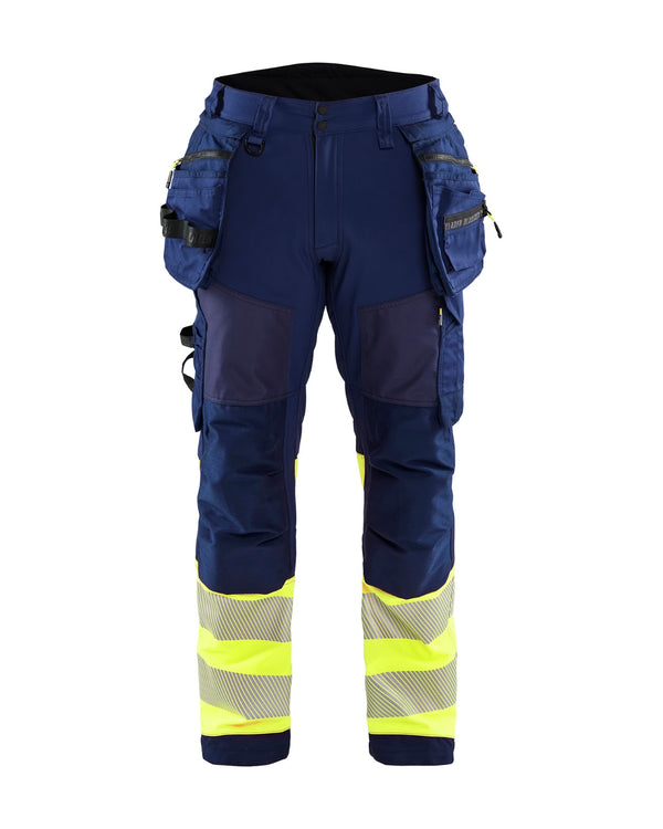 1821 High Vis werkbroek softshell met afneembare gereedschapszakken - Marine/High Vis Geel