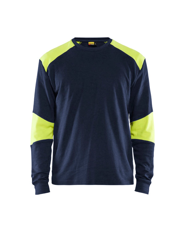 3457 Vlamvertragend T-shirt lange mouwen Inherent - Marine/High Vis Geel