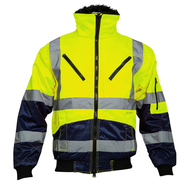 Agatha 0962 pilotjack - fluo geel/marineblauw