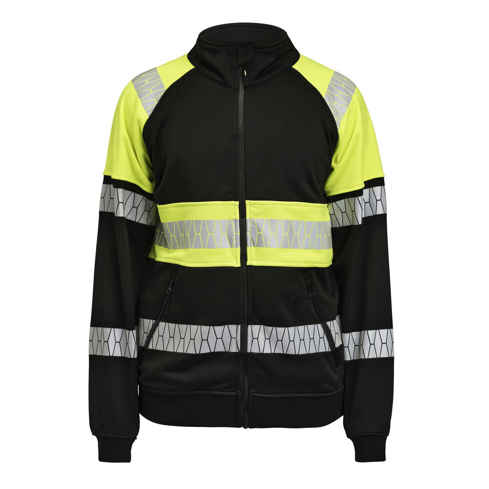 Jobman 5225 Sweatshirt Hi-Vis Full Zipp - Zwart/geel
