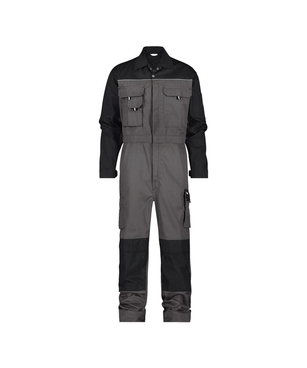 Cannes 100286 tweekleurige overall met kniezakken - Cementgrijs/Zwart