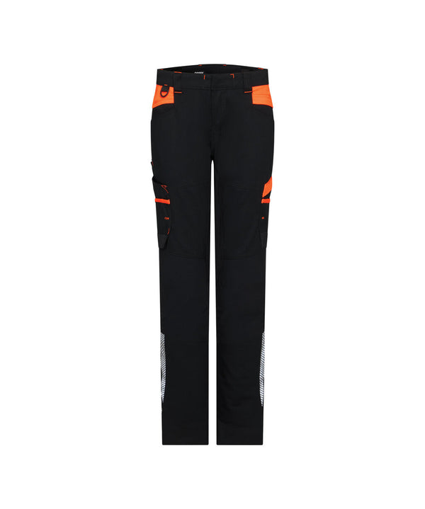 Hong Kong Women 201134 werkbroek met stretch voor dames (PESCORE41) - Zwart/Fluo-oranje