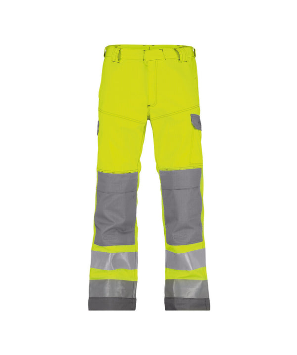 Manchester 200819 multinorm hogezichtbaarheidsbroek met kniezakken - Fluogeel/Grafietgrijs