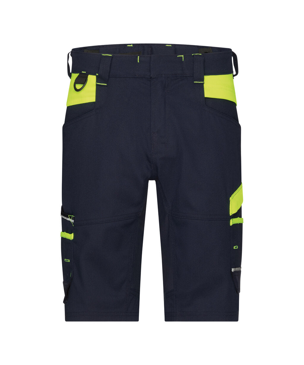 Manilla Women 250110 werkshort met stretch voor dames - Nachtblauw/Fluogeel