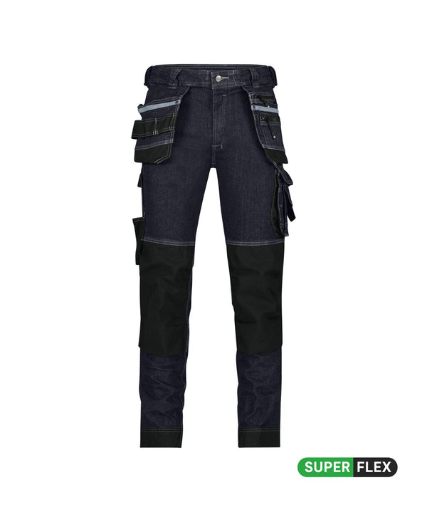 Melbourne 200953 stretch holsterzakkenjeans met kniezakken - Jeansblauw/Zwart