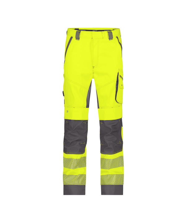 Odessa 200984 zomer hogezichtbaarheidsbroek met kniezakken - Fluogeel/Cementgrijs