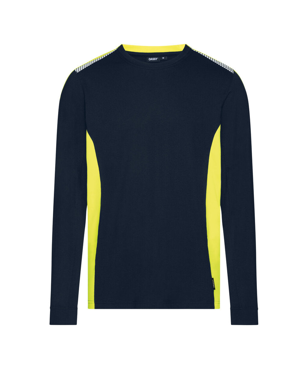 Tacoma 710099 t-shirt met lange mouwen - Nachtblauw/Fluogeel