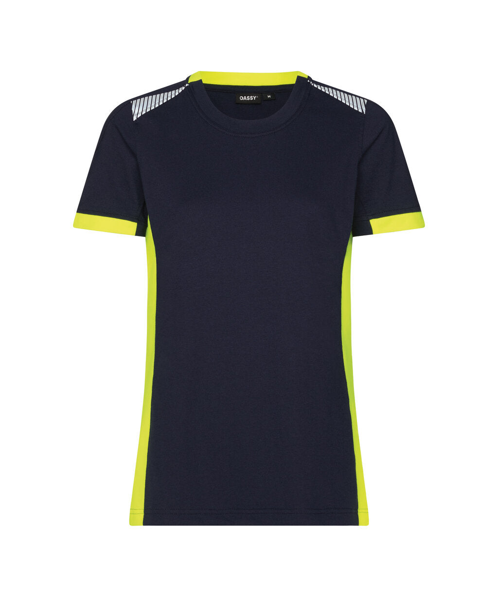 Tampico Women 710070 t-shirt voor dames - Nachtblauw/Fluogeel
