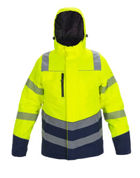 Winterparka Brussel Yellow/Navy, fluor geel - marine